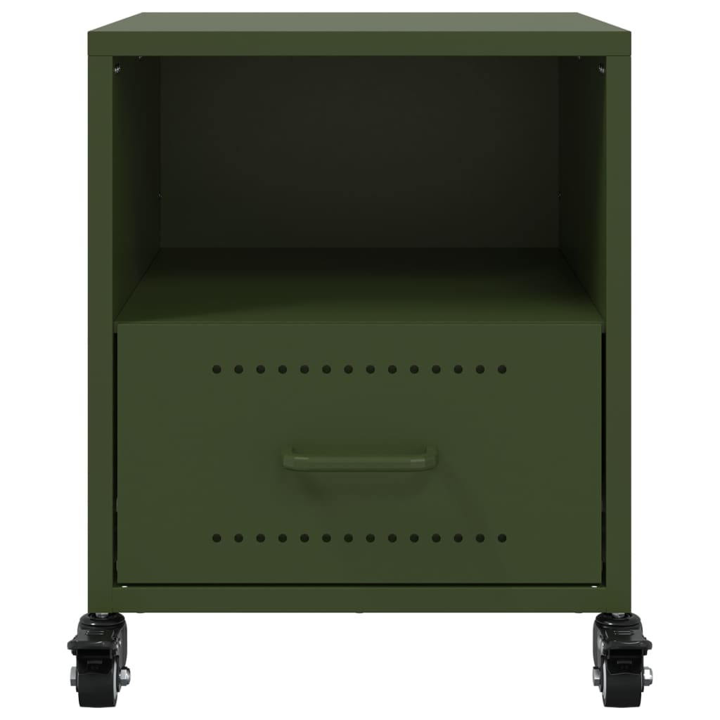 Noptiere, 2 buc., verde olive, 36x39x43,5 cm, oțel GartenMobel Dekor