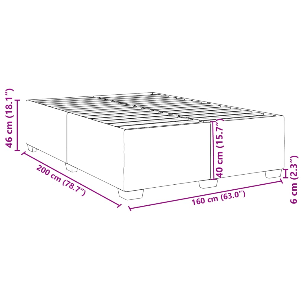 Cadru de pat, gri, 160x200 cm, piele ecologică GartenMobel Dekor