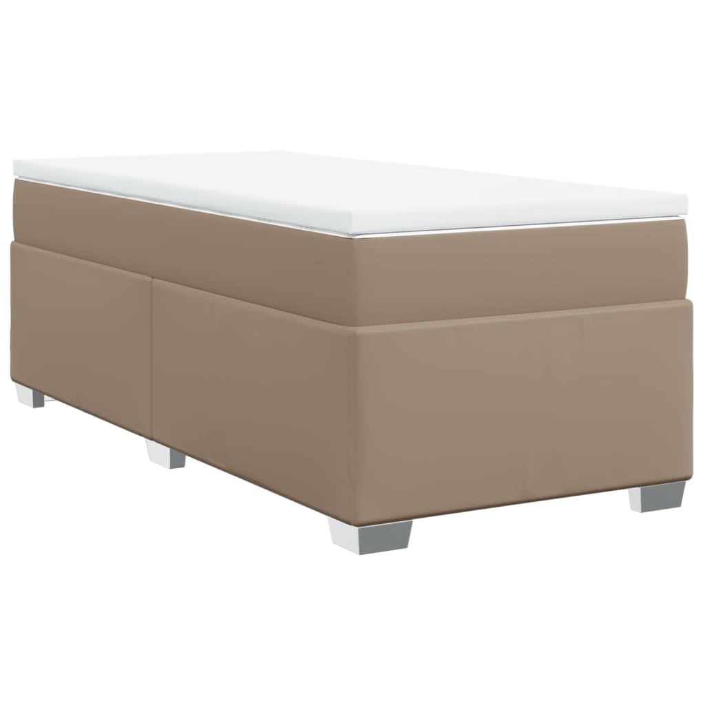 Pat box spring cu saltea, cappuccino, 100x200cm piele ecologică GartenMobel Dekor