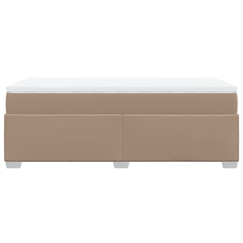 Pat box spring cu saltea, cappuccino, 90x190 cm piele ecologică GartenMobel Dekor