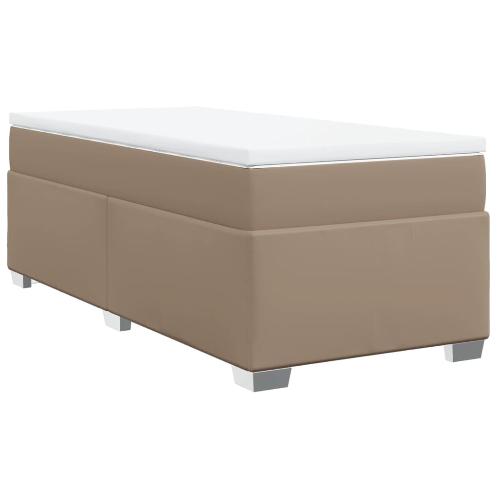 Pat box spring cu saltea, cappuccino, 90x190 cm piele ecologică GartenMobel Dekor