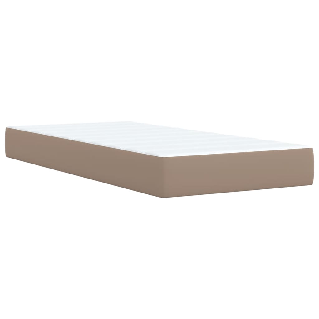 Pat box spring cu saltea, cappuccino, 90x190 cm piele ecologică GartenMobel Dekor