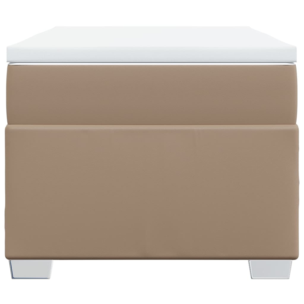 Pat box spring cu saltea, cappuccino, 90x190 cm piele ecologică GartenMobel Dekor