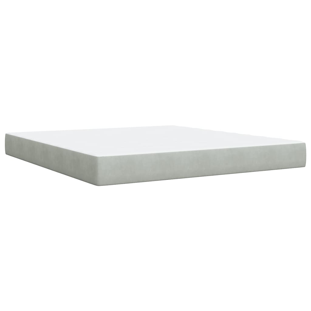 Pat box spring cu saltea, gri deschis, 180x200 cm, catifea GartenMobel Dekor
