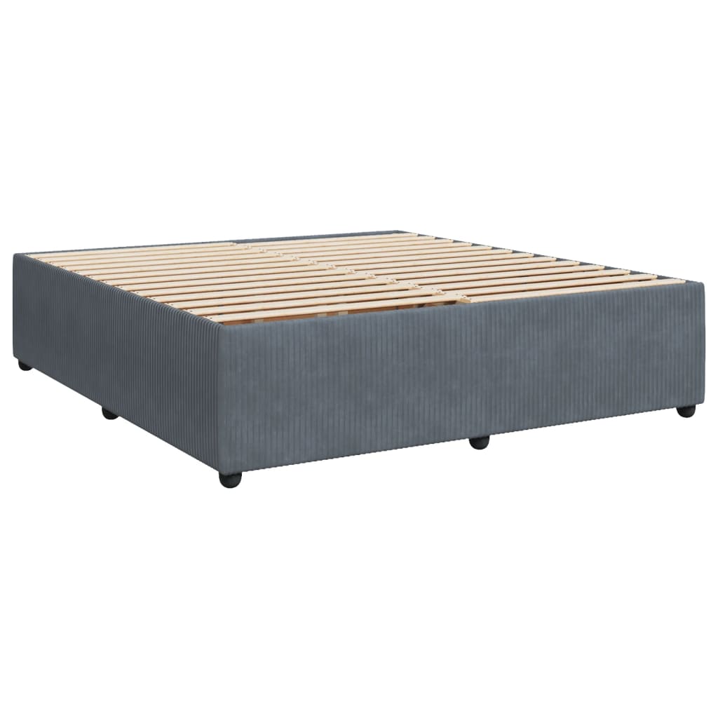 Pat box spring cu saltea, gri închis, 180x200 cm, catifea GartenMobel Dekor