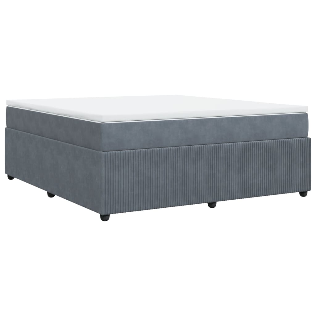Pat box spring cu saltea, gri închis, 180x200 cm, catifea GartenMobel Dekor