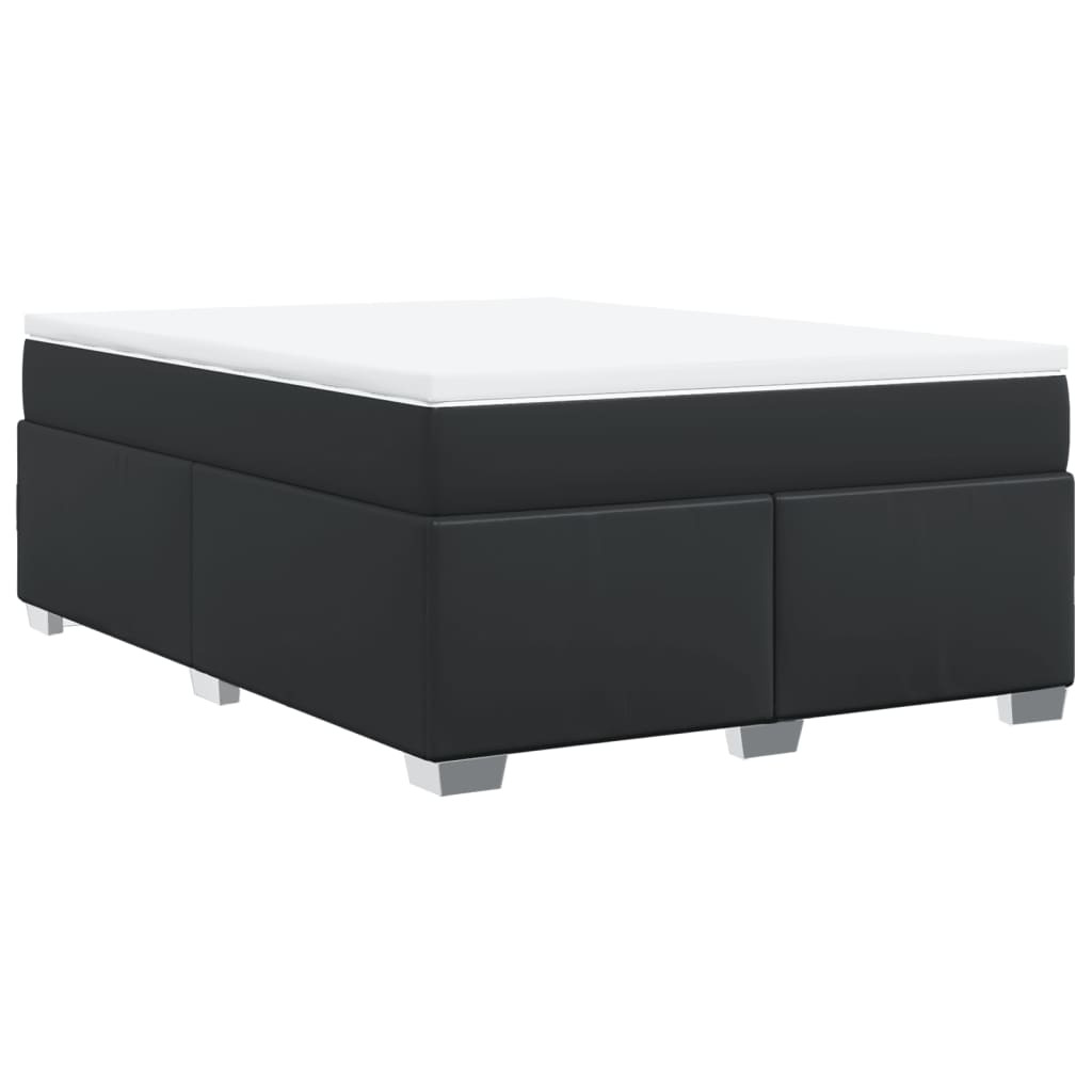 Pat box spring cu saltea, negru, 160x200 cm, piele ecologică GartenMobel Dekor