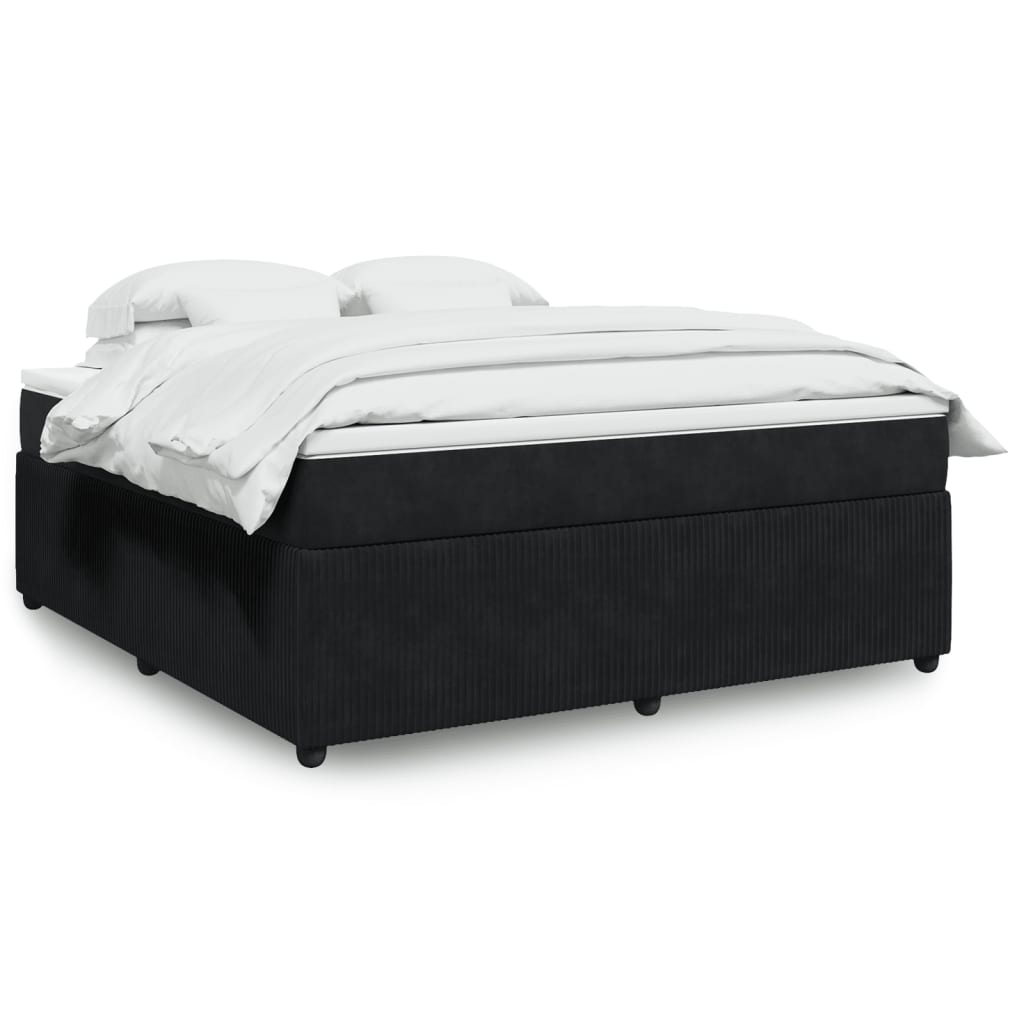Pat box spring cu saltea, negru, 180x200 cm, catifea GartenMobel Dekor