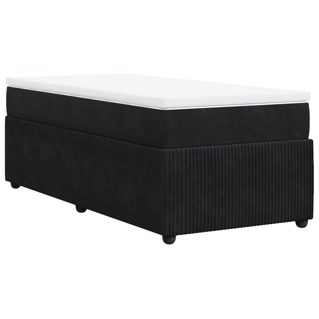 Pat box spring cu saltea, negru, 80x200 cm, catifea GartenMobel Dekor