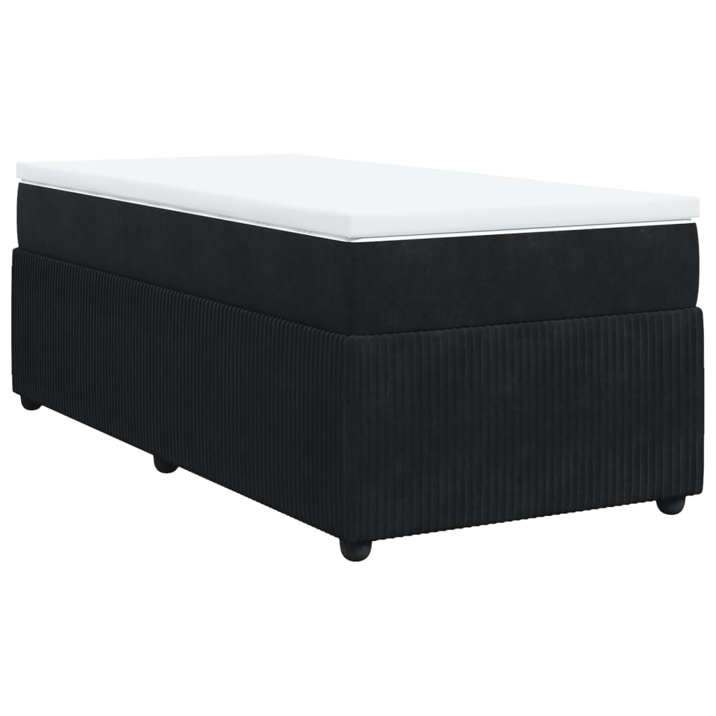 Pat box spring cu saltea, negru, 80x200 cm, catifea GartenMobel Dekor