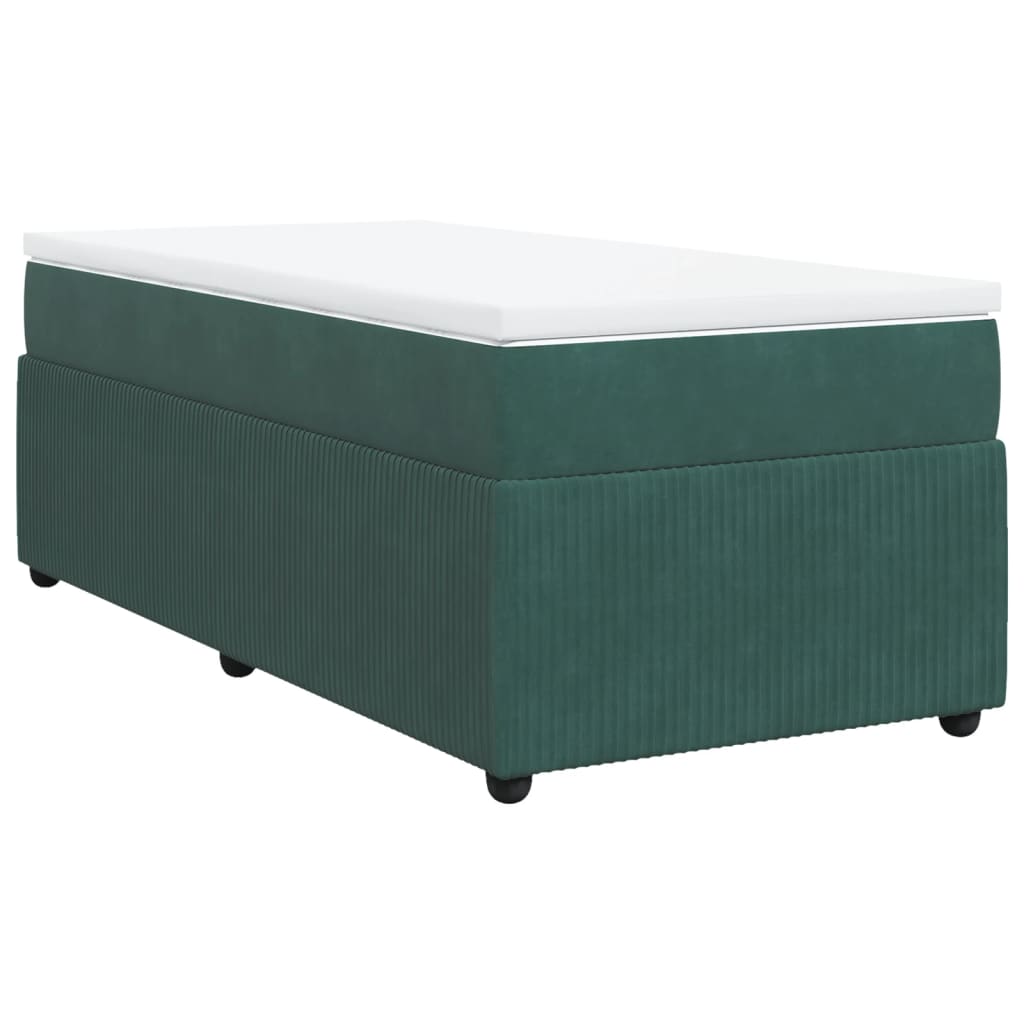 Pat box spring cu saltea, verde închis, 100x200 cm, catifea GartenMobel Dekor