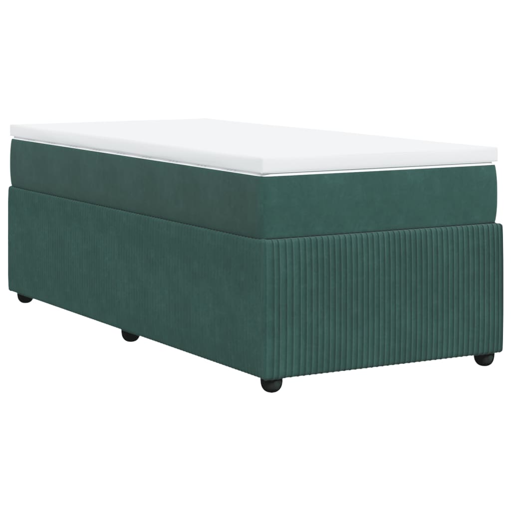Pat box spring cu saltea, verde închis, 100x200 cm, catifea GartenMobel Dekor