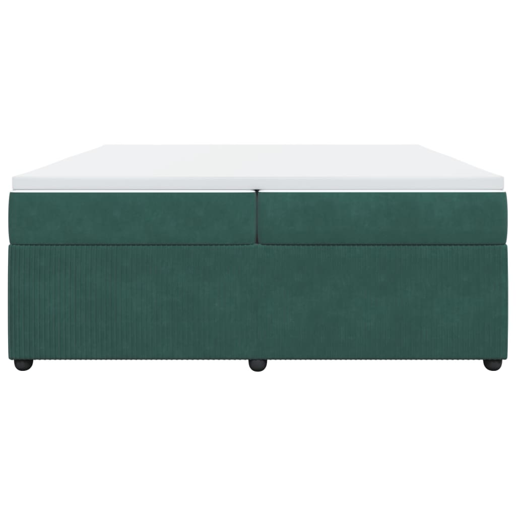 Pat box spring cu saltea, verde închis, 200x200 cm, catifea GartenMobel Dekor