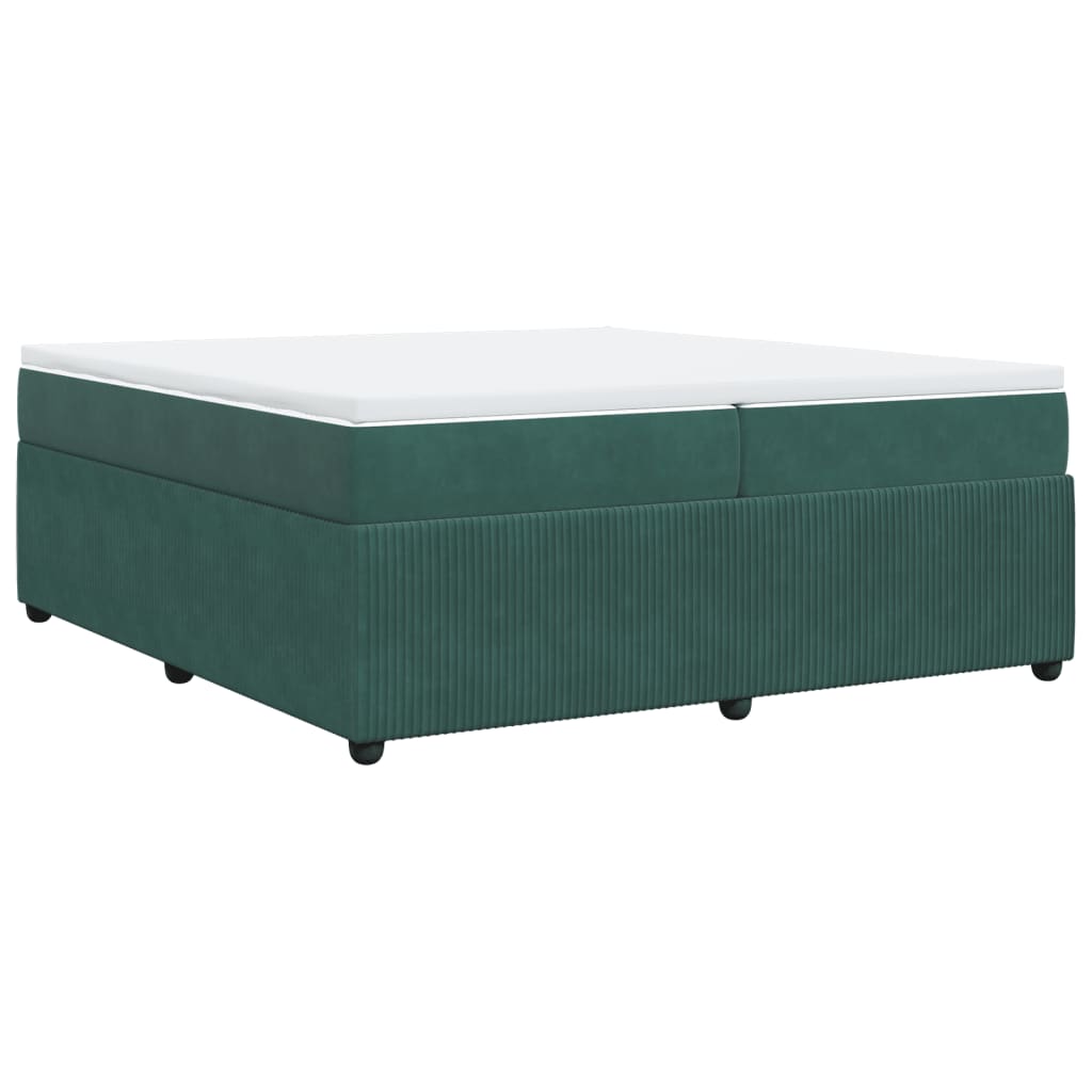 Pat box spring cu saltea, verde închis, 200x200 cm, catifea GartenMobel Dekor