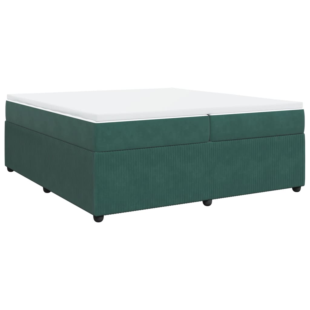 Pat box spring cu saltea, verde închis, 200x200 cm, catifea GartenMobel Dekor