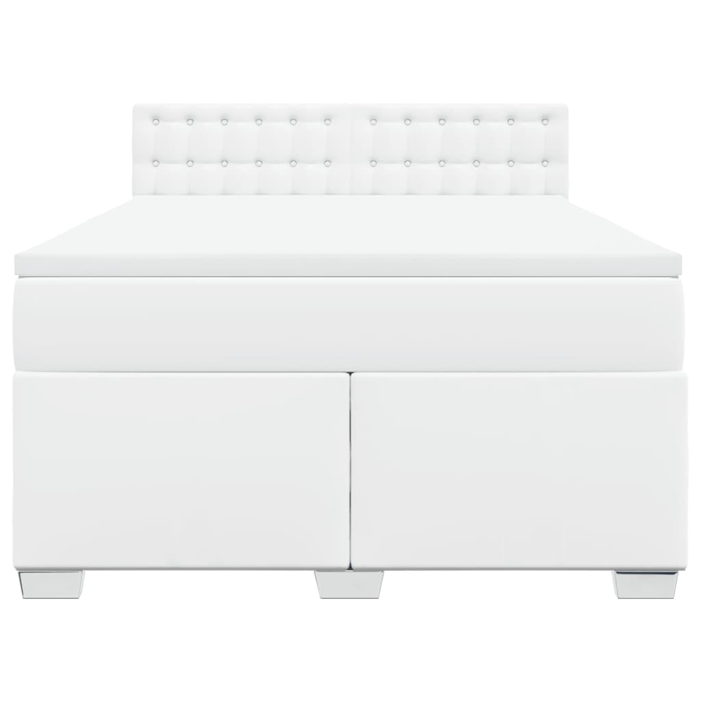 Pat box spring cu saltea, alb, 140x200 cm, piele ecologică GartenMobel Dekor