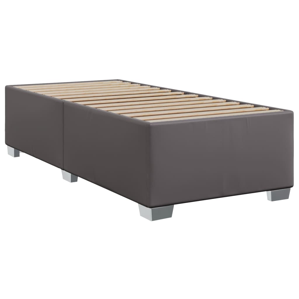 Pat box spring cu saltea, gri, 100x200 cm, piele ecologică GartenMobel Dekor