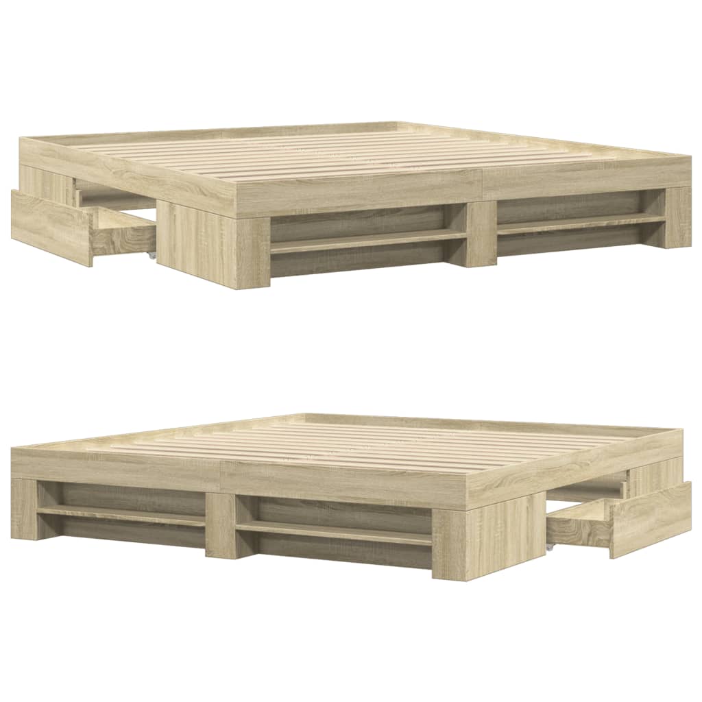 Cadru de pat, stejar sonoma, 200x200 cm, lemn prelucrat GartenMobel Dekor