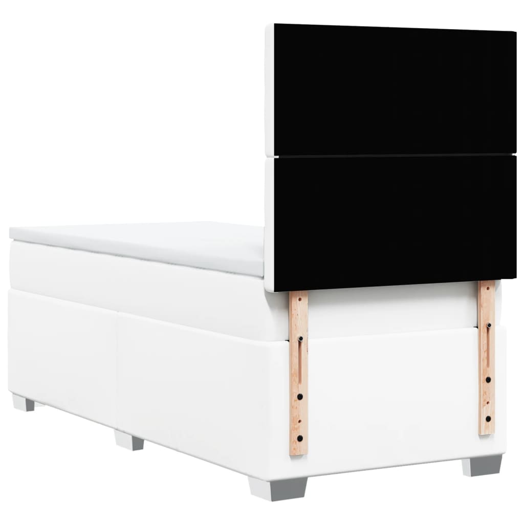 Pat box spring cu saltea, alb, 100x200 cm, piele ecologică GartenMobel Dekor