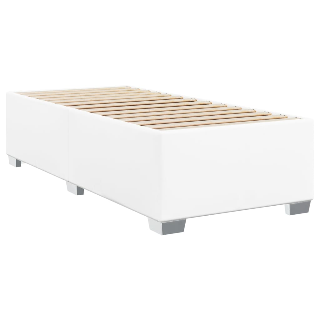 Pat box spring cu saltea, alb, 100x200 cm, piele ecologică GartenMobel Dekor