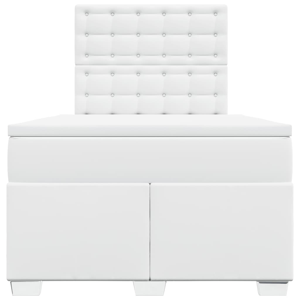 Pat box spring cu saltea, alb, 120x200 cm, piele ecologică GartenMobel Dekor