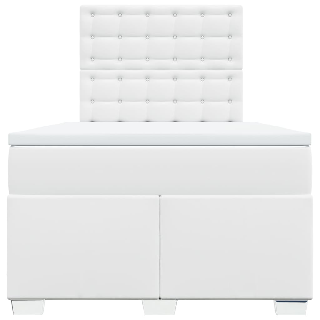 Pat box spring cu saltea, alb, 120x200 cm, piele ecologică GartenMobel Dekor