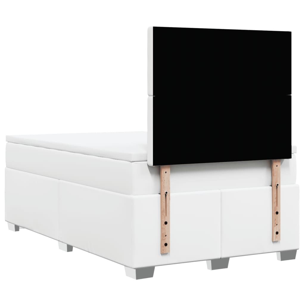 Pat box spring cu saltea, alb, 120x200 cm, piele ecologică GartenMobel Dekor