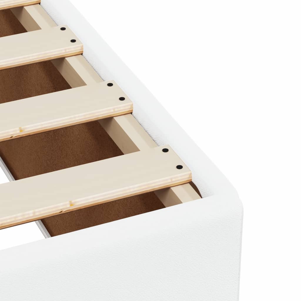 Pat box spring cu saltea, alb, 140x190 cm, piele ecologică GartenMobel Dekor