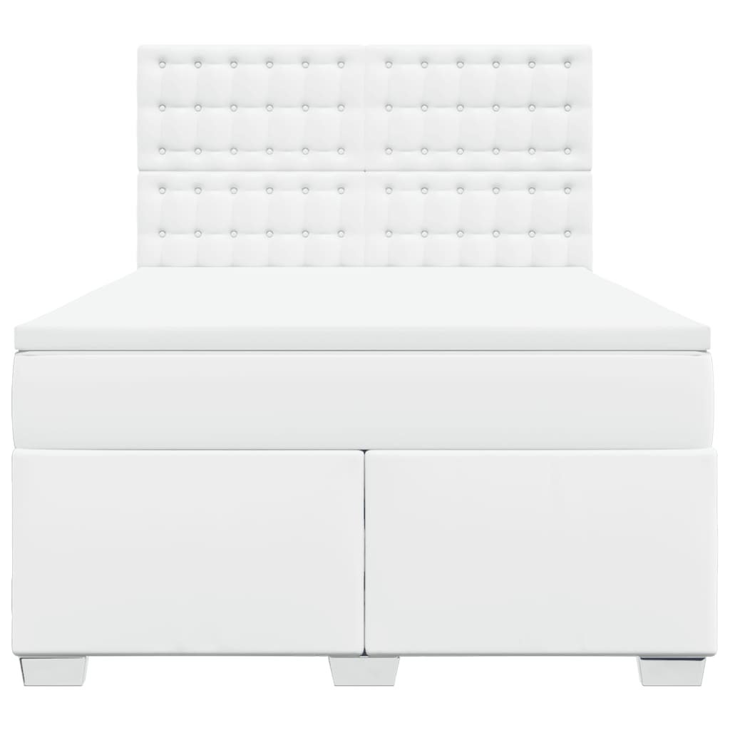 Pat box spring cu saltea, alb, 140x190 cm, piele ecologică GartenMobel Dekor
