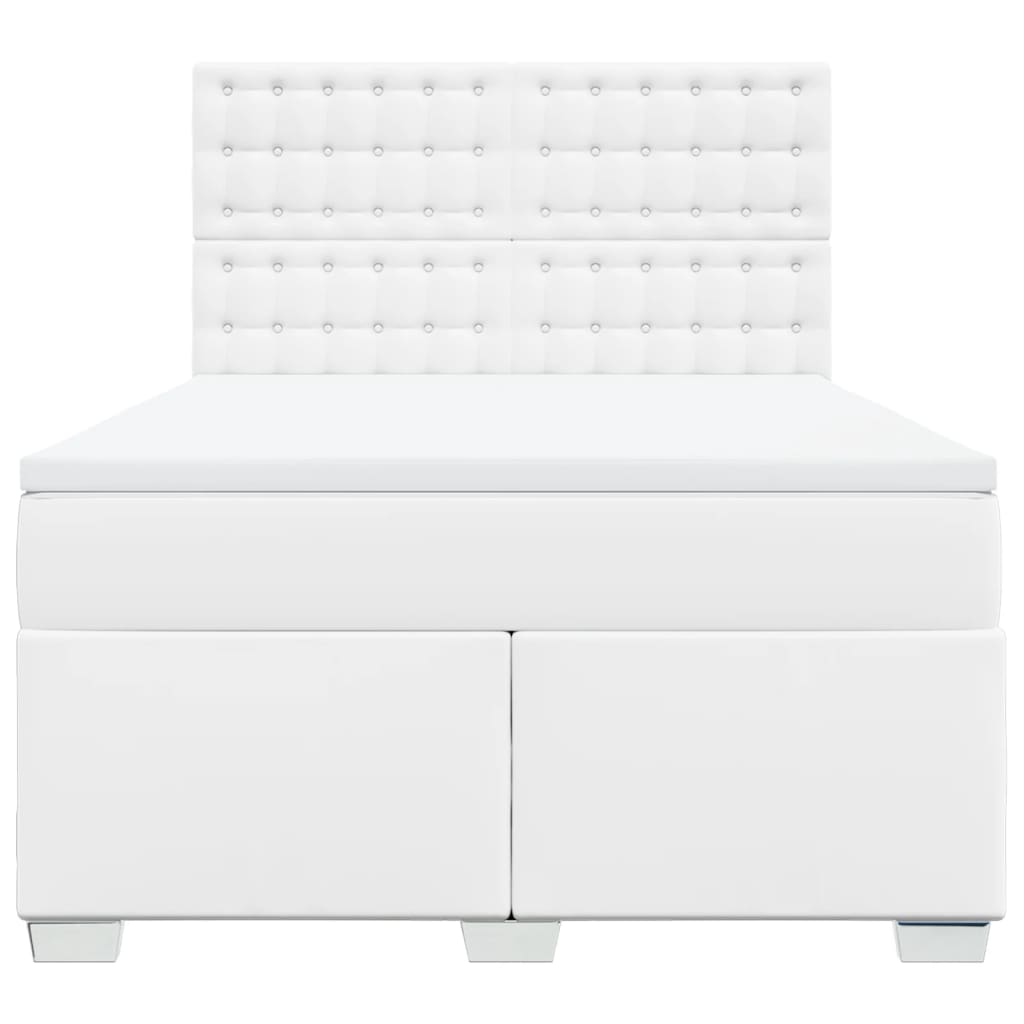 Pat box spring cu saltea, alb, 140x200 cm, piele ecologică GartenMobel Dekor