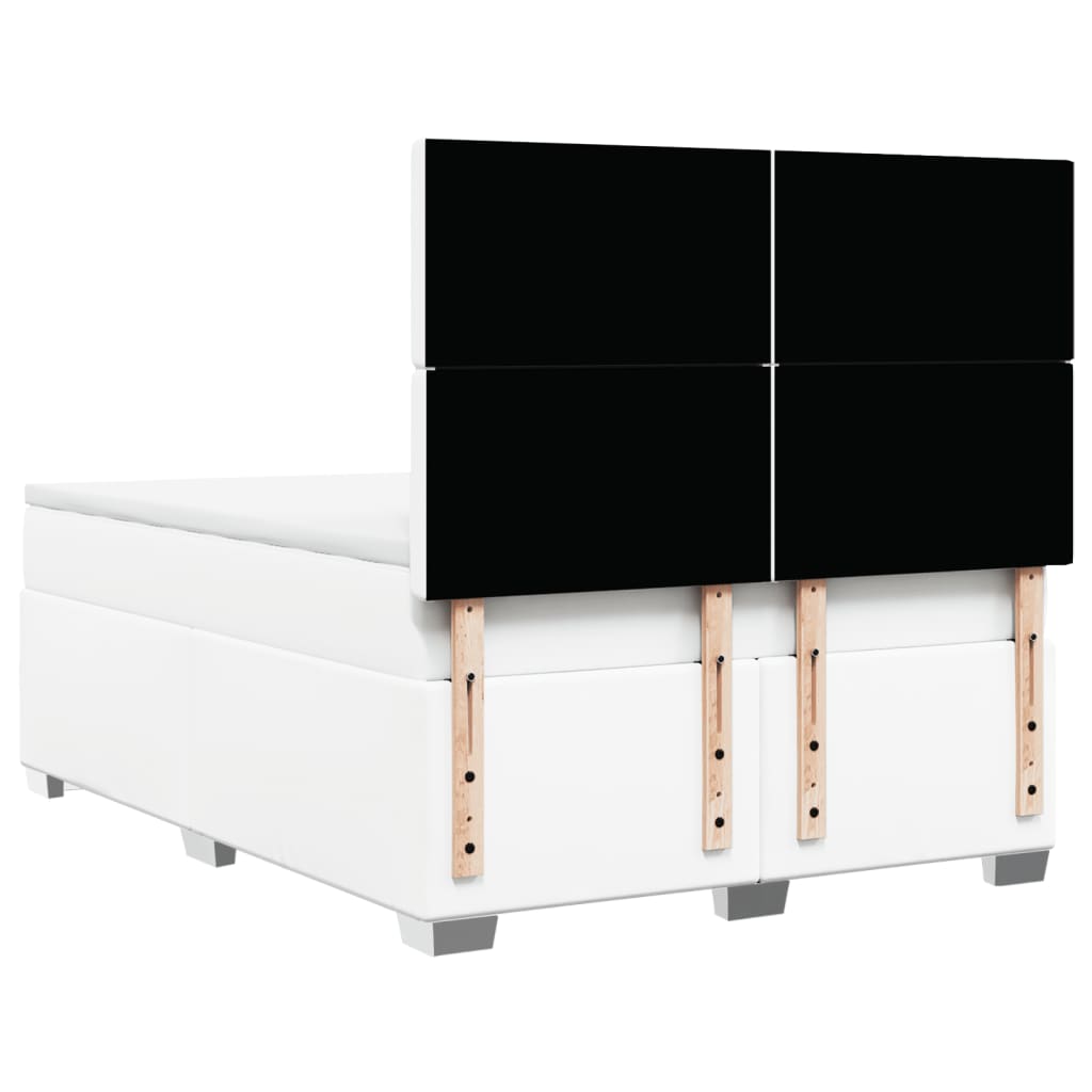 Pat box spring cu saltea, alb, 140x200 cm, piele ecologică GartenMobel Dekor