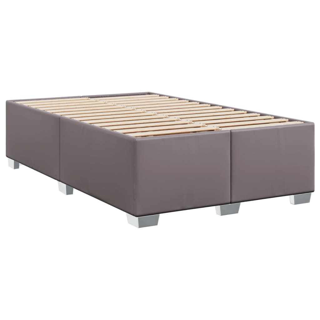 Pat box spring cu saltea, gri, 120x190 cm, piele ecologică GartenMobel Dekor