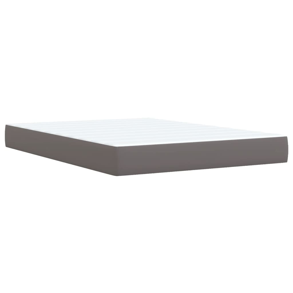 Pat box spring cu saltea, gri, 140x200 cm, piele ecologică GartenMobel Dekor
