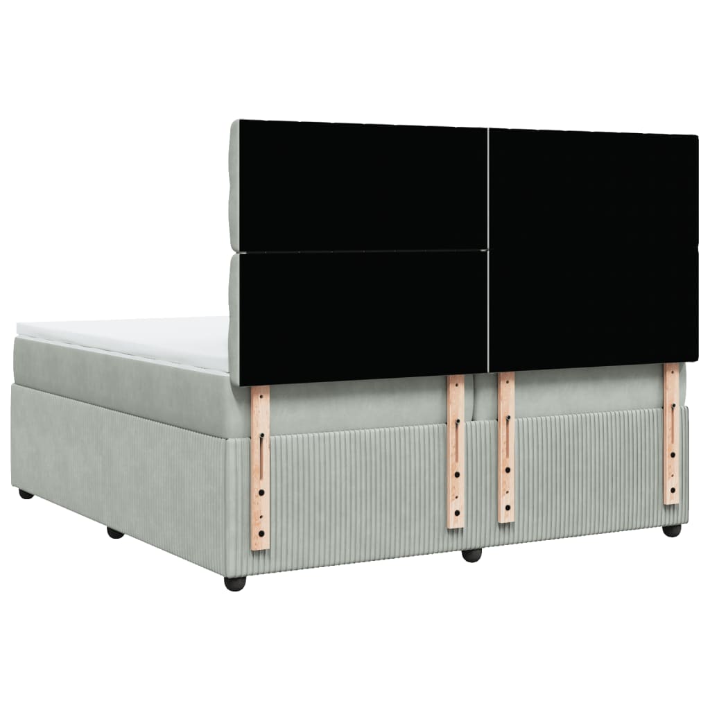 Pat box spring cu saltea, gri deschis, 200x200 cm, catifea GartenMobel Dekor