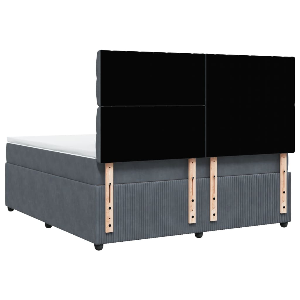 Pat box spring cu saltea, gri închis, 180x200 cm, catifea GartenMobel Dekor