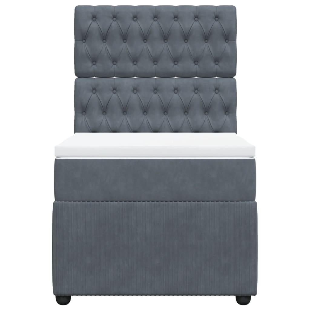 Pat box spring cu saltea, gri închis, 80x200 cm, catifea GartenMobel Dekor