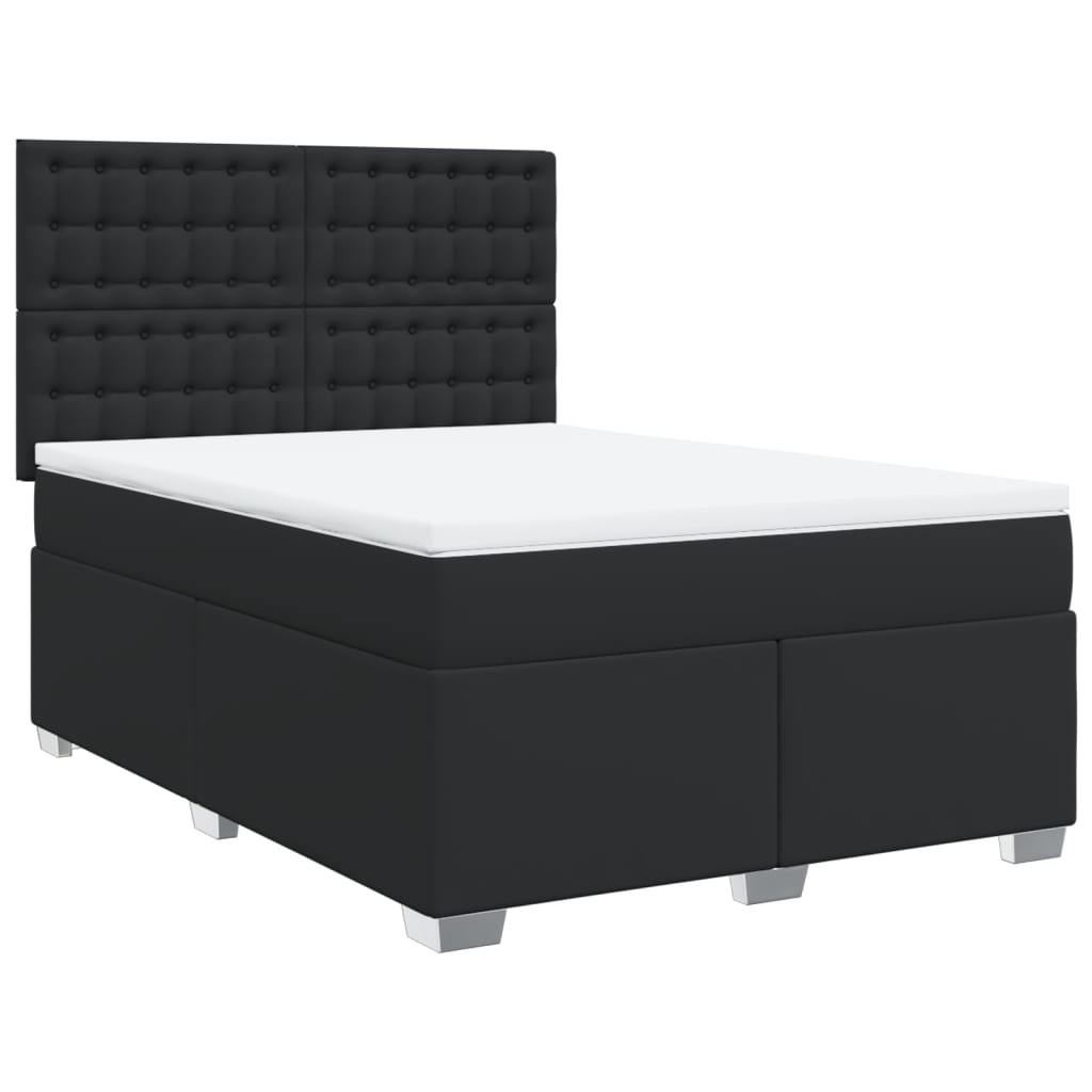 Pat box spring cu saltea, negru, 140x190 cm, piele ecologică GartenMobel Dekor