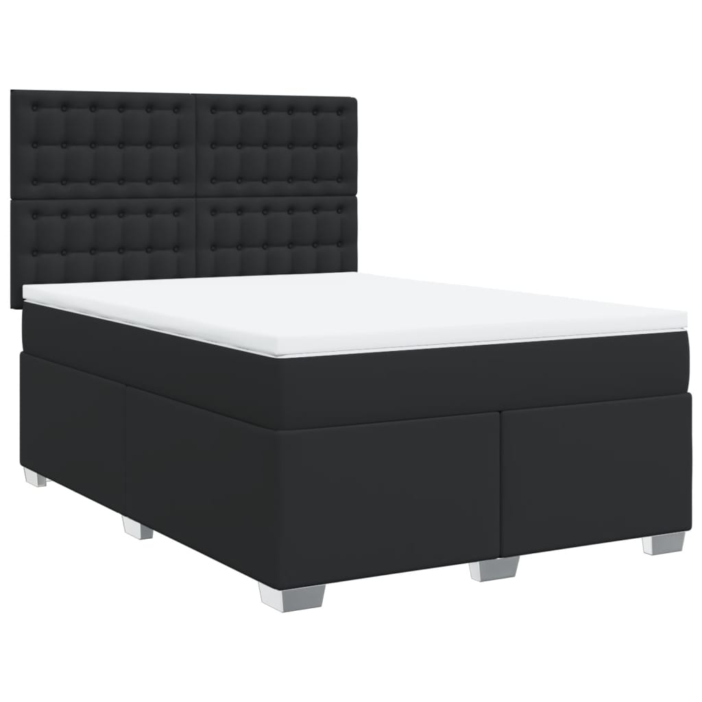 Pat box spring cu saltea, negru, 160x200 cm, piele ecologică GartenMobel Dekor