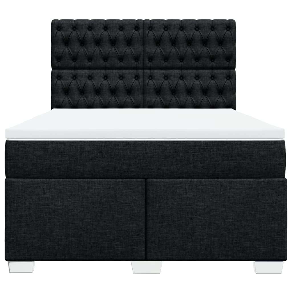Pat box spring cu saltea, negru, 160x200 cm, textil GartenMobel Dekor