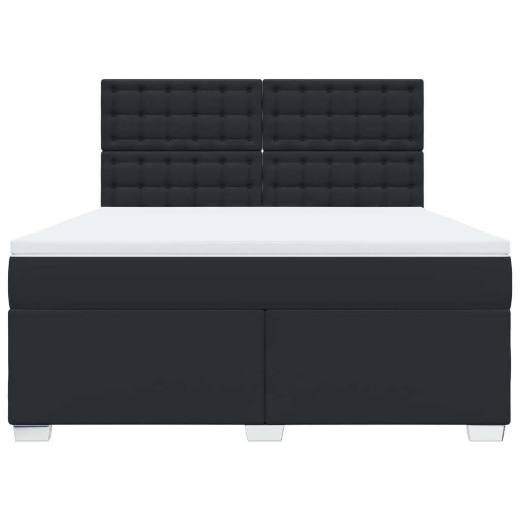 Pat box spring cu saltea, negru, 180x200 cm, piele ecologică GartenMobel Dekor