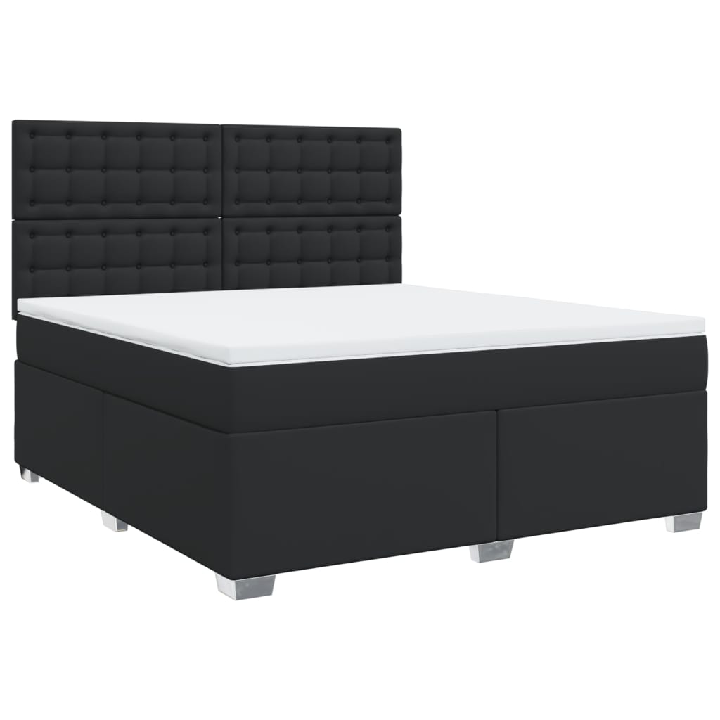 Pat box spring cu saltea, negru, 180x200 cm, piele ecologică GartenMobel Dekor