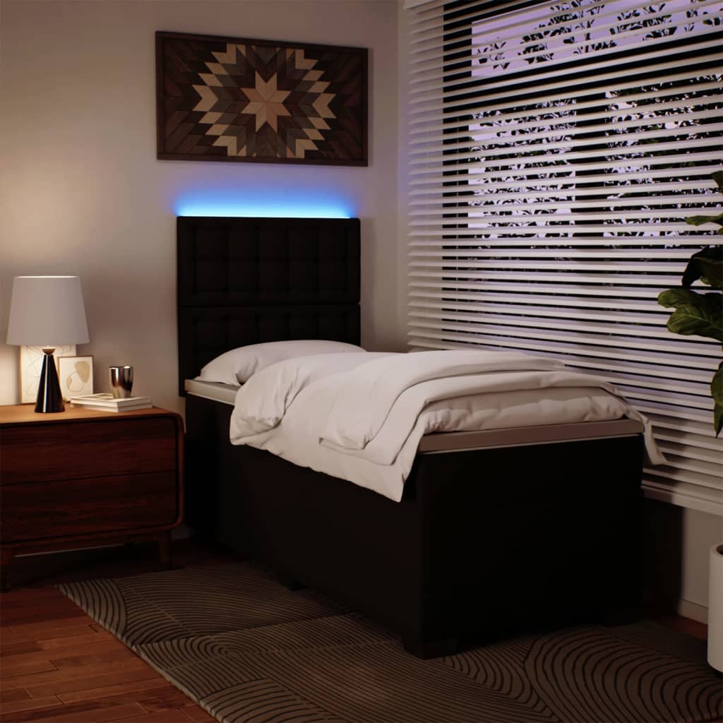 Pat box spring cu saltea, negru, 90x190 cm, piele ecologică GartenMobel Dekor