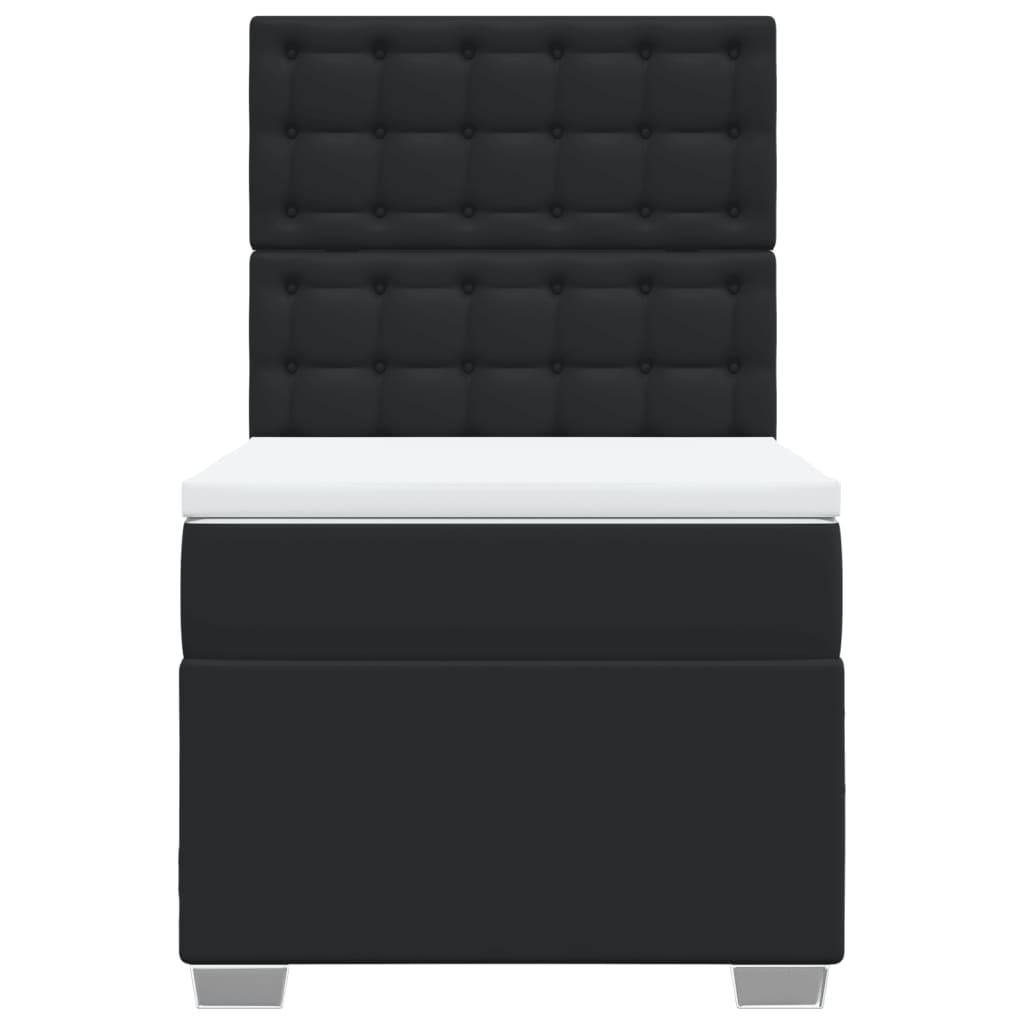 Pat box spring cu saltea, negru, 90x190 cm, piele ecologică GartenMobel Dekor