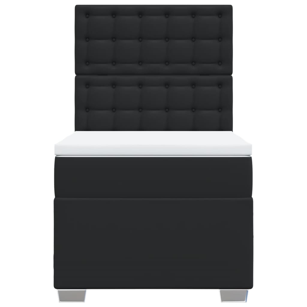 Pat box spring cu saltea, negru, 90x200 cm, piele ecologică GartenMobel Dekor