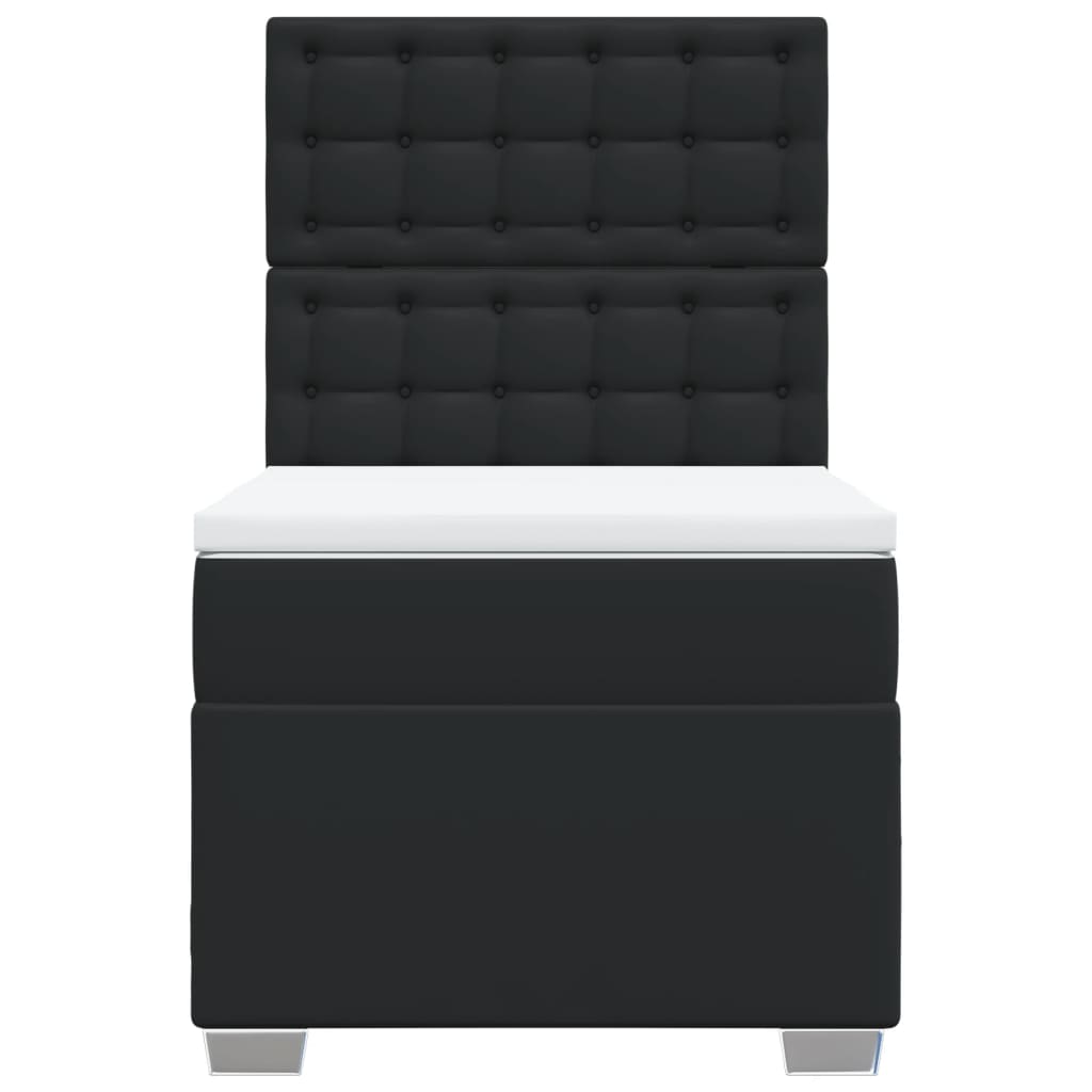 Pat continental cu saltea, negru, 80x200 cm, piele ecologică GartenMobel Dekor