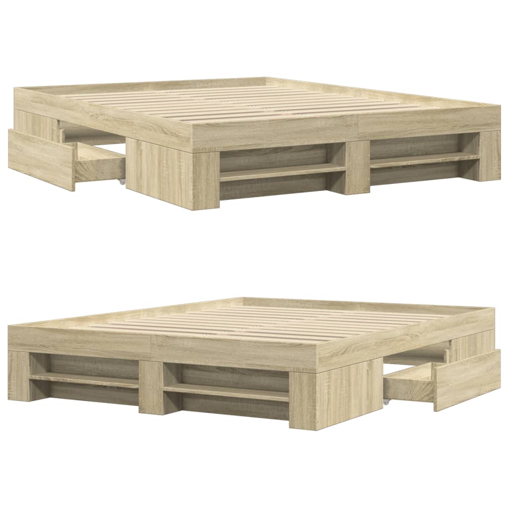 Cadru de pat, stejar sonoma, 150x200 cm, lemn prelucrat GartenMobel Dekor