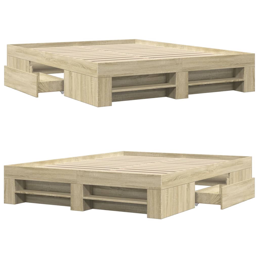 Cadru de pat, stejar sonoma, 160x200 cm, lemn prelucrat GartenMobel Dekor