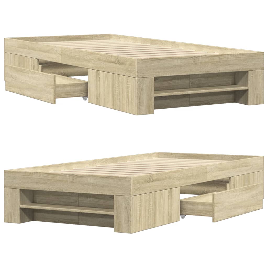 Cadru de pat, stejar sonoma, 90x200 cm, lemn prelucrat GartenMobel Dekor