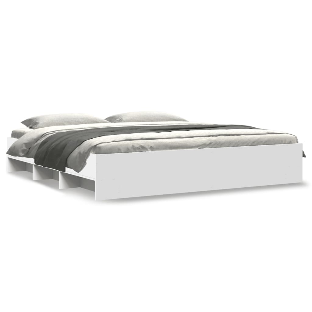 Cadru de pat, alb, 200x200 cm, lemn prelucrat GartenMobel Dekor