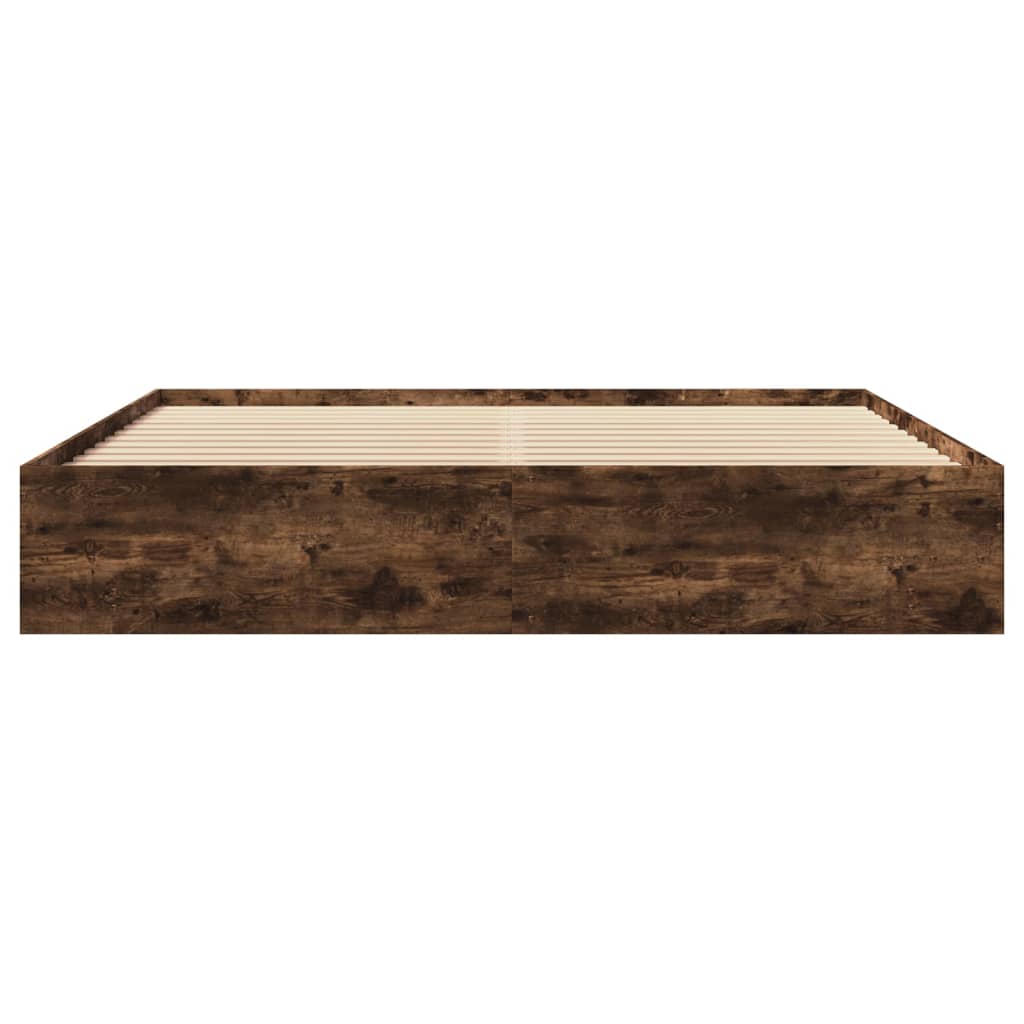 Cadru de pat, stejar fumuriu, 200x200 cm, lemn prelucrat GartenMobel Dekor